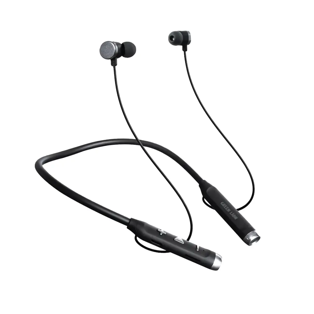 Green Lion X Neckband Earphone with TF Card & Flashlight - Black